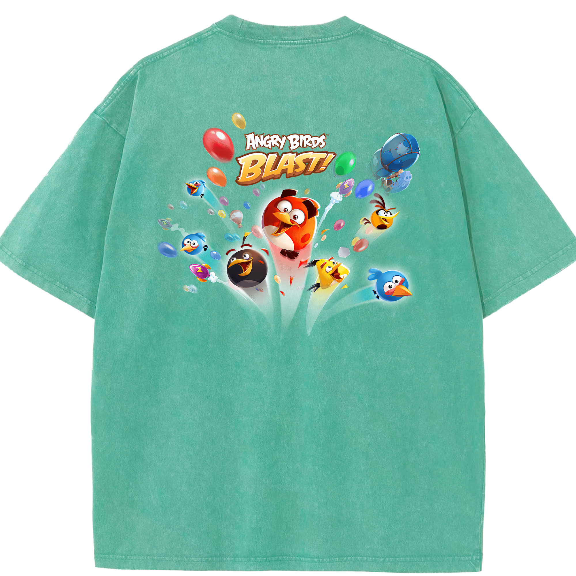 （画像用） Angry Birds アングリーバード 綿100% ヴィンテージ風 半袖Tシャツ（背面プリント）